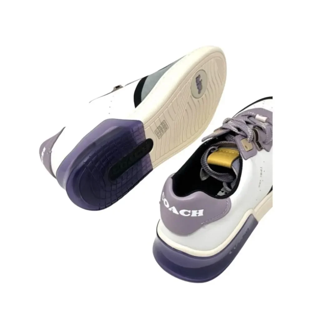 Coach Citysole Sue Court Sneakers 7.5 White/Soft Lavender - Picture 4 of 8